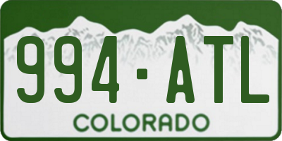 CO license plate 994ATL