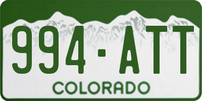 CO license plate 994ATT