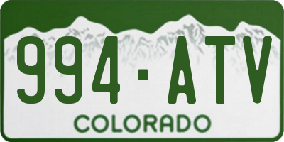CO license plate 994ATV