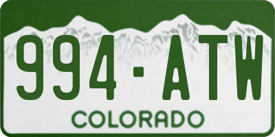 CO license plate 994ATW