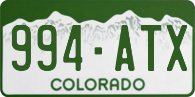 CO license plate 994ATX