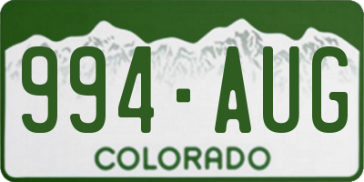 CO license plate 994AUG