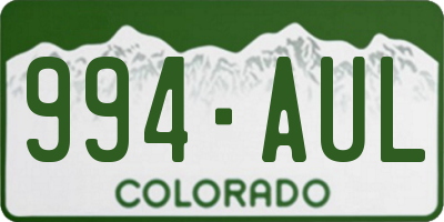 CO license plate 994AUL
