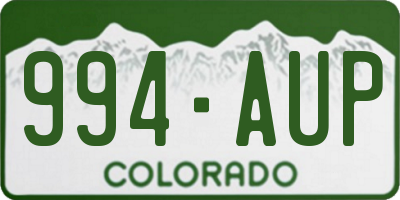 CO license plate 994AUP