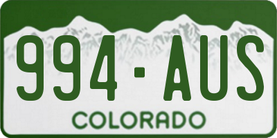CO license plate 994AUS