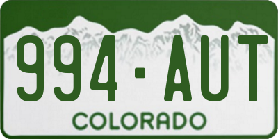 CO license plate 994AUT