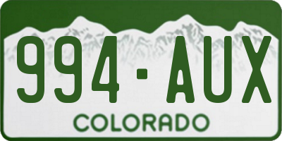 CO license plate 994AUX