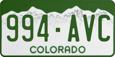 CO license plate 994AVC