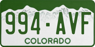 CO license plate 994AVF
