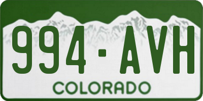 CO license plate 994AVH