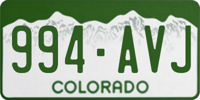 CO license plate 994AVJ
