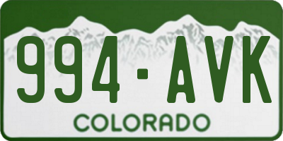 CO license plate 994AVK