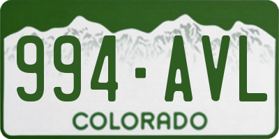 CO license plate 994AVL