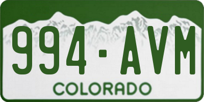 CO license plate 994AVM