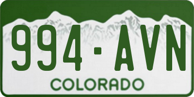 CO license plate 994AVN