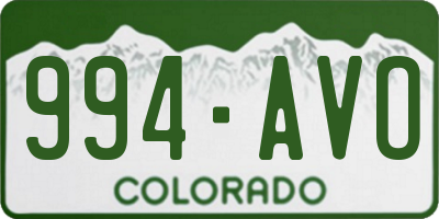 CO license plate 994AVO