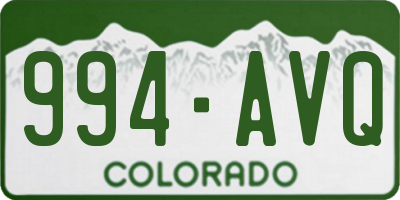 CO license plate 994AVQ