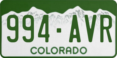CO license plate 994AVR