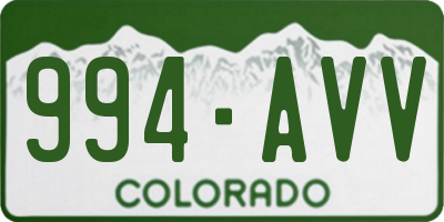CO license plate 994AVV