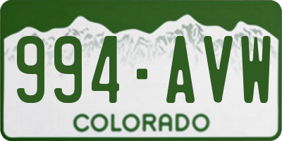 CO license plate 994AVW