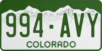 CO license plate 994AVY