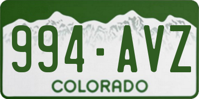 CO license plate 994AVZ