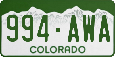 CO license plate 994AWA