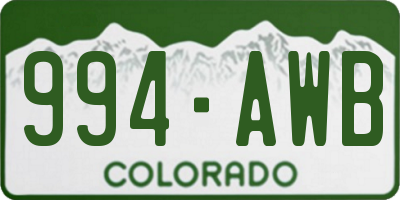 CO license plate 994AWB