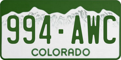 CO license plate 994AWC