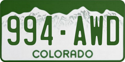 CO license plate 994AWD