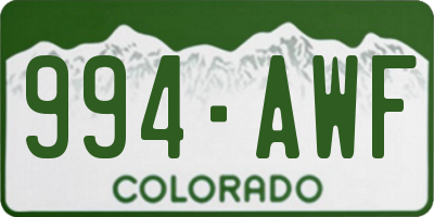 CO license plate 994AWF