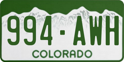 CO license plate 994AWH
