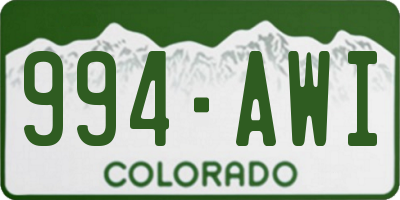 CO license plate 994AWI