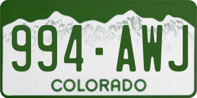 CO license plate 994AWJ