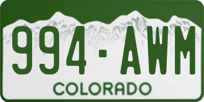CO license plate 994AWM