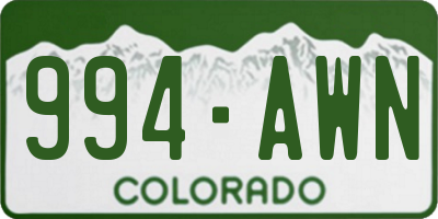 CO license plate 994AWN