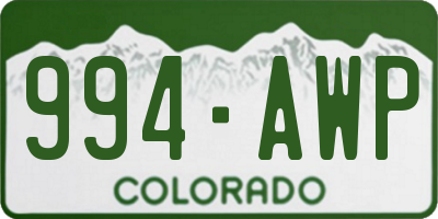 CO license plate 994AWP
