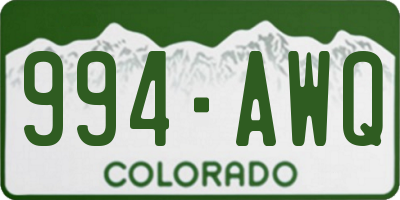 CO license plate 994AWQ
