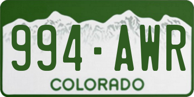 CO license plate 994AWR