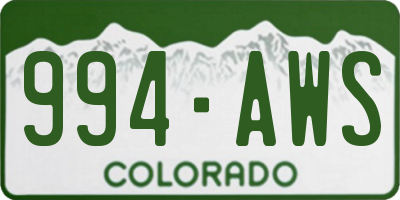 CO license plate 994AWS