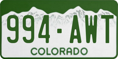 CO license plate 994AWT