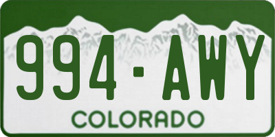 CO license plate 994AWY
