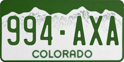 CO license plate 994AXA