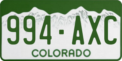 CO license plate 994AXC