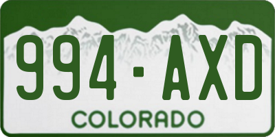 CO license plate 994AXD