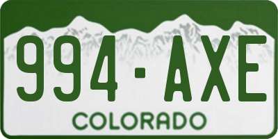 CO license plate 994AXE