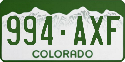 CO license plate 994AXF