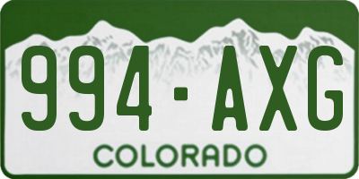 CO license plate 994AXG
