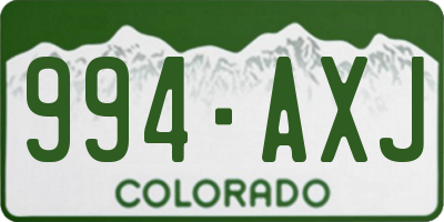 CO license plate 994AXJ