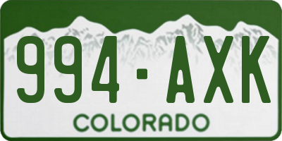 CO license plate 994AXK